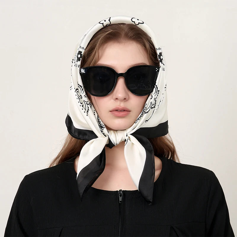 Pañuelo cuadrado tipo hiyab para mujer, estampado popular de lujo, chales cálidos de playa, envolturas, diadema para el cabello