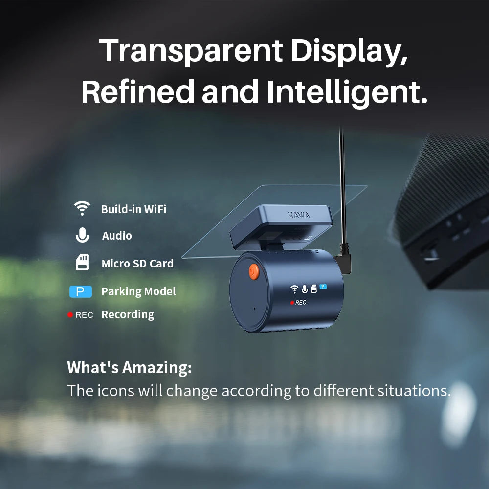 Dashcam Mini 2K WiFi — Surveillance Parking 24H Enregistreur Commande Vocale