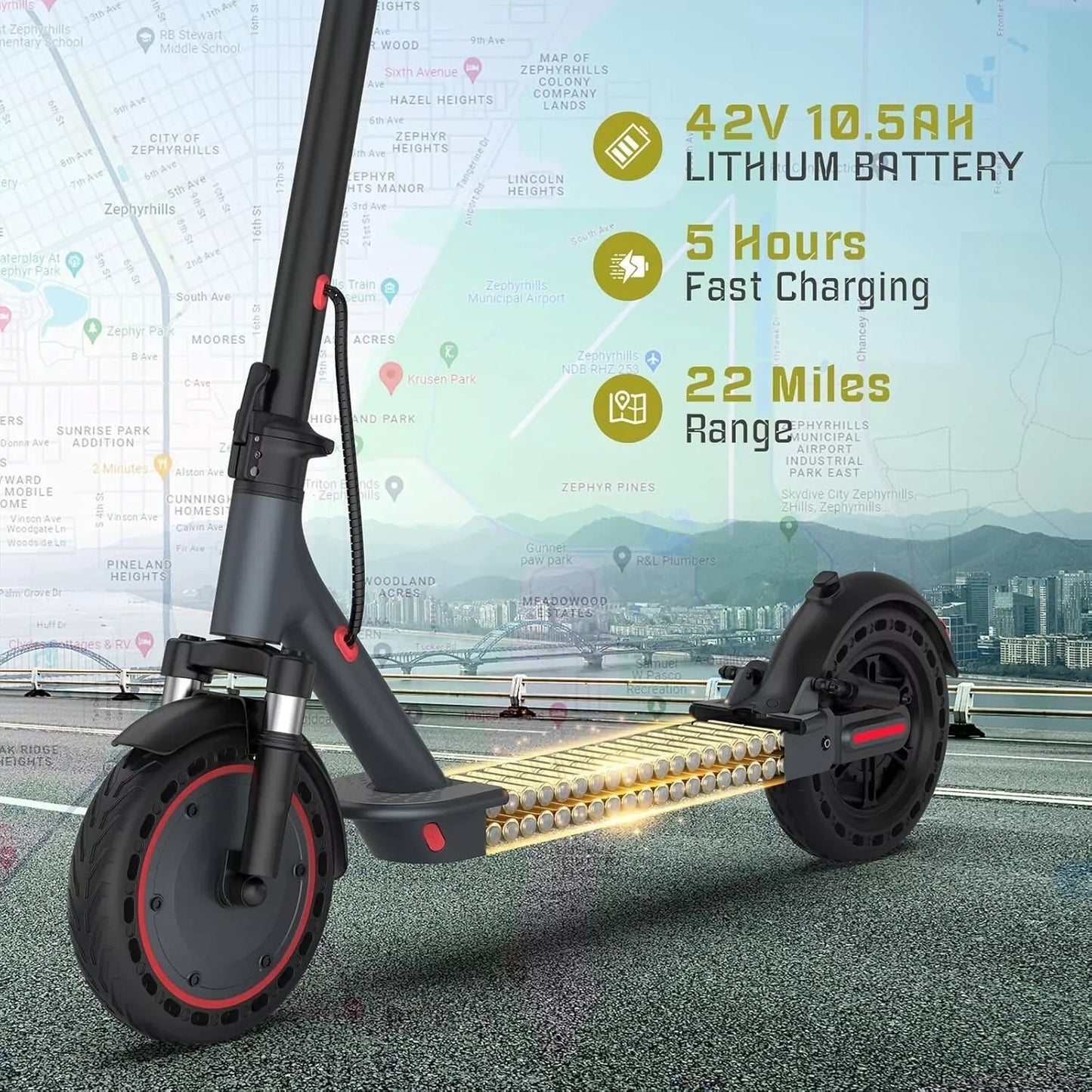 Scooter Électrique 500W 22MPH Adulte — App Intelligente Antidérapant Pliable