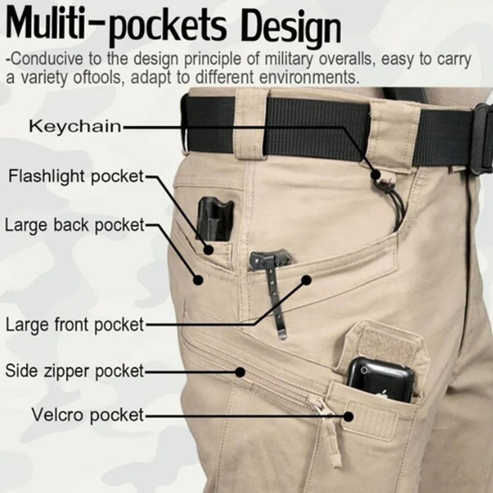 Pantalón cargo táctico para hombre, talla grande 6XL, pantalón deportivo informal para exteriores, senderismo, pesca, impermeable, multibolsillos