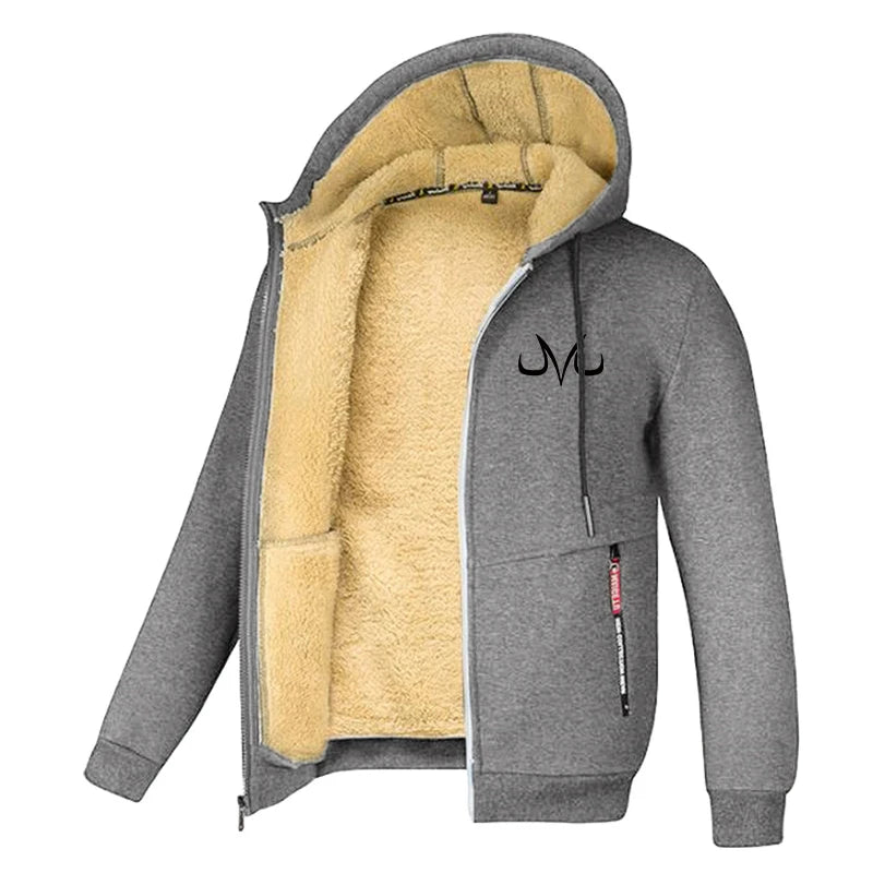 Chaquetas para hombre estampadas con forro polar sherpa, abrigos cálidos de invierno de felpa con bolsillos con cremallera, sudadera con capucha y cremallera, conjuntos para exteriores