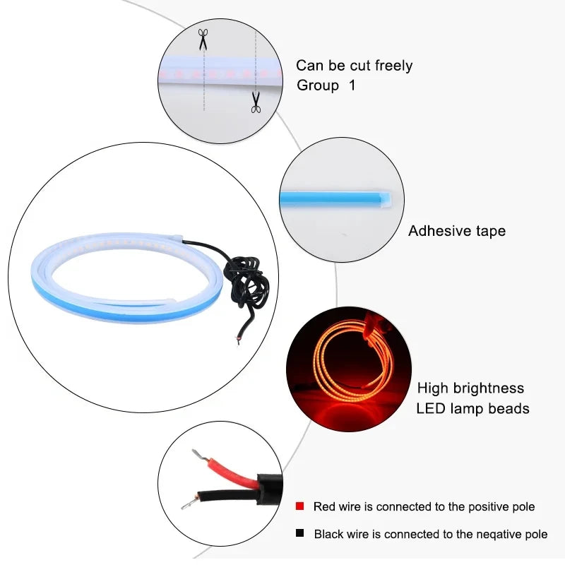 Feux Diurnes LED Capot Voiture Démarrage Balayage — DRL Décoratifs 12V 150cm
