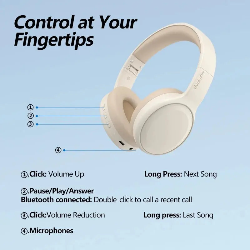 Casque Bluetooth HiFi stéréo sans fil — sport, micro, pliable, faible latence, jeu