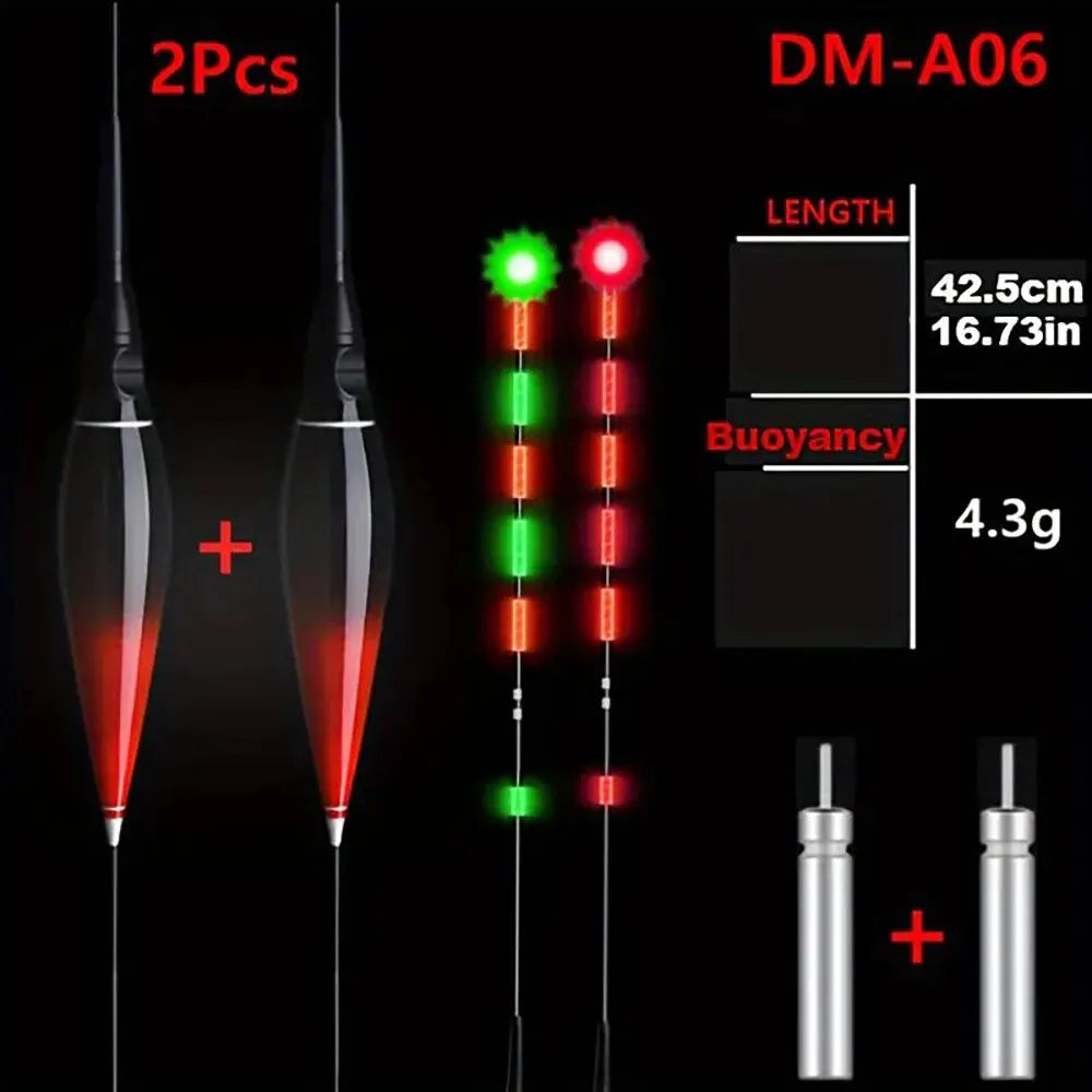 Flotteur de Pêche LED Intelligent x2 — Indication Morsure Couleur Changeante