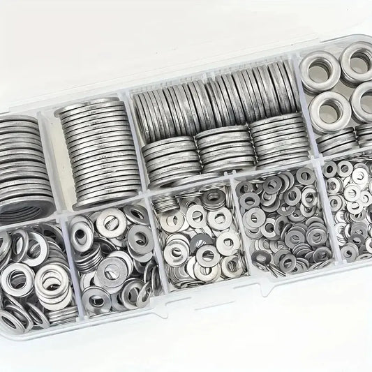 Juego de arandelas planas de acero inoxidable 304 de 360/580 piezas, perfectas para decoración del hogar, reparaciones de fábrica, cocinas, tiendas y más