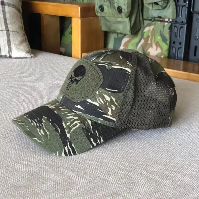 Casquette de Baseball en maille pour hommes et femmes, Camouflage, crâne, réglable, Airsoft, tactique de randonnée en plein air, nouvelle collection été 2024