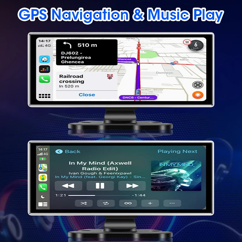 10/11.26 pouces Dash Cam 4K voiture DVR sans fil Carplay et Android Auto GPS Navigation enregistreur vidéo tableau de bord double objectif Wifi FM AUX