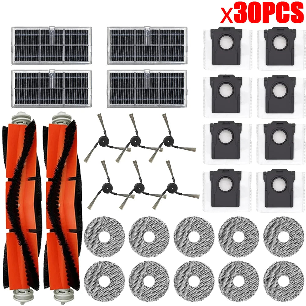 Accessoires pour aspirateur robot — sacs à poussière, vadrouille, brosses latérales, filtres HEPA, pièces de rechange