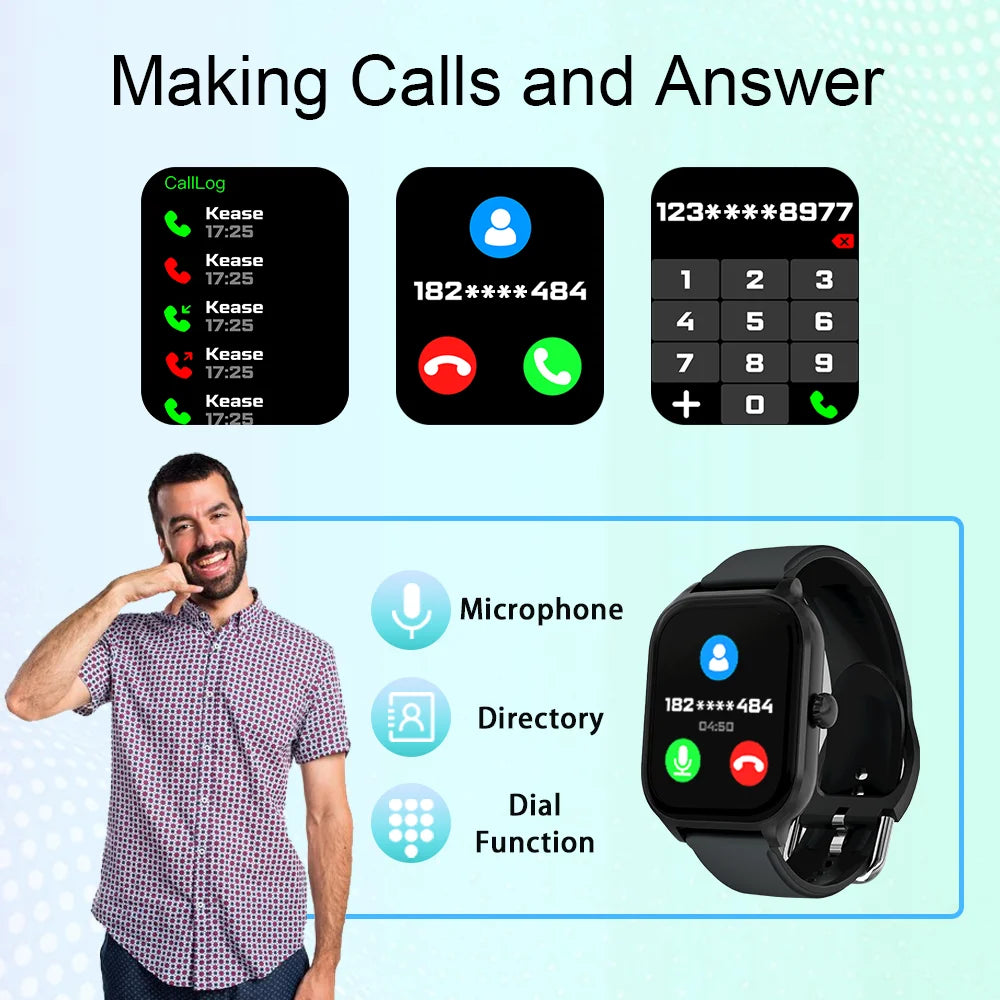 Smartwatch LAXASFIT H9 con esfera para responder llamadas, rastreador de calorías, frecuencia cardíaca, monitor de oxígeno en sangre, reloj inteligente Bluetooth