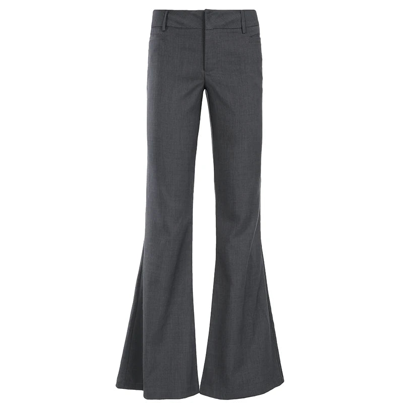Pantalon de costume basique ajusté pour femme, tenue de bureau, couleur unie, Y2K, élégant, mode, taille basse, évasé, automne et printemps, 2025