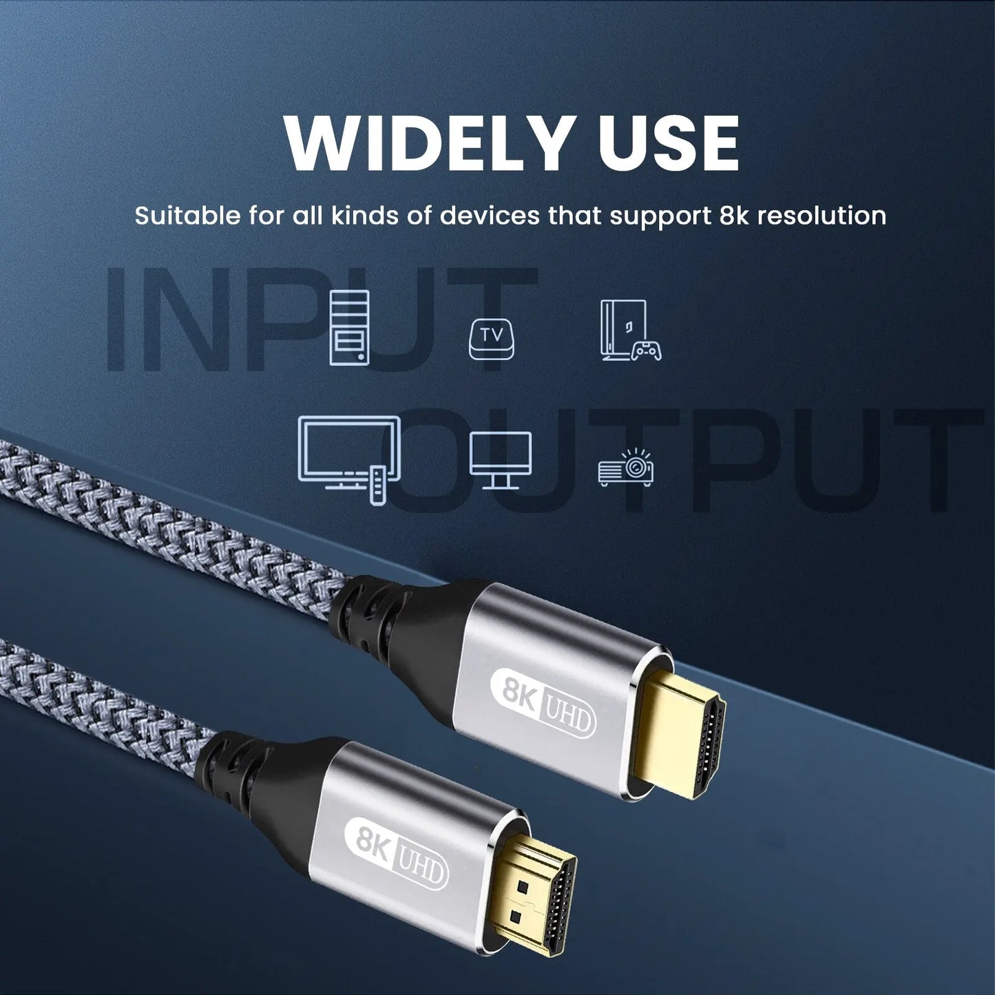 Câble HDMI 2.1 ultra haute vitesse — 8K 60Hz, 4K 120Hz, 48 Gbps, HDR, TV, PC, projecteur, console