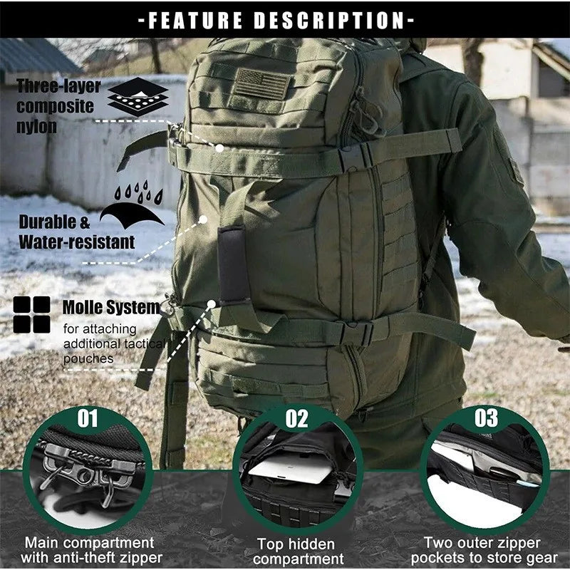Sac à dos d'escalade en plein air pour hommes, tenue de pêche, sac de sport, voyage, Camping, randonnée, cyclisme, sac à main de Fitness, sacs d'école