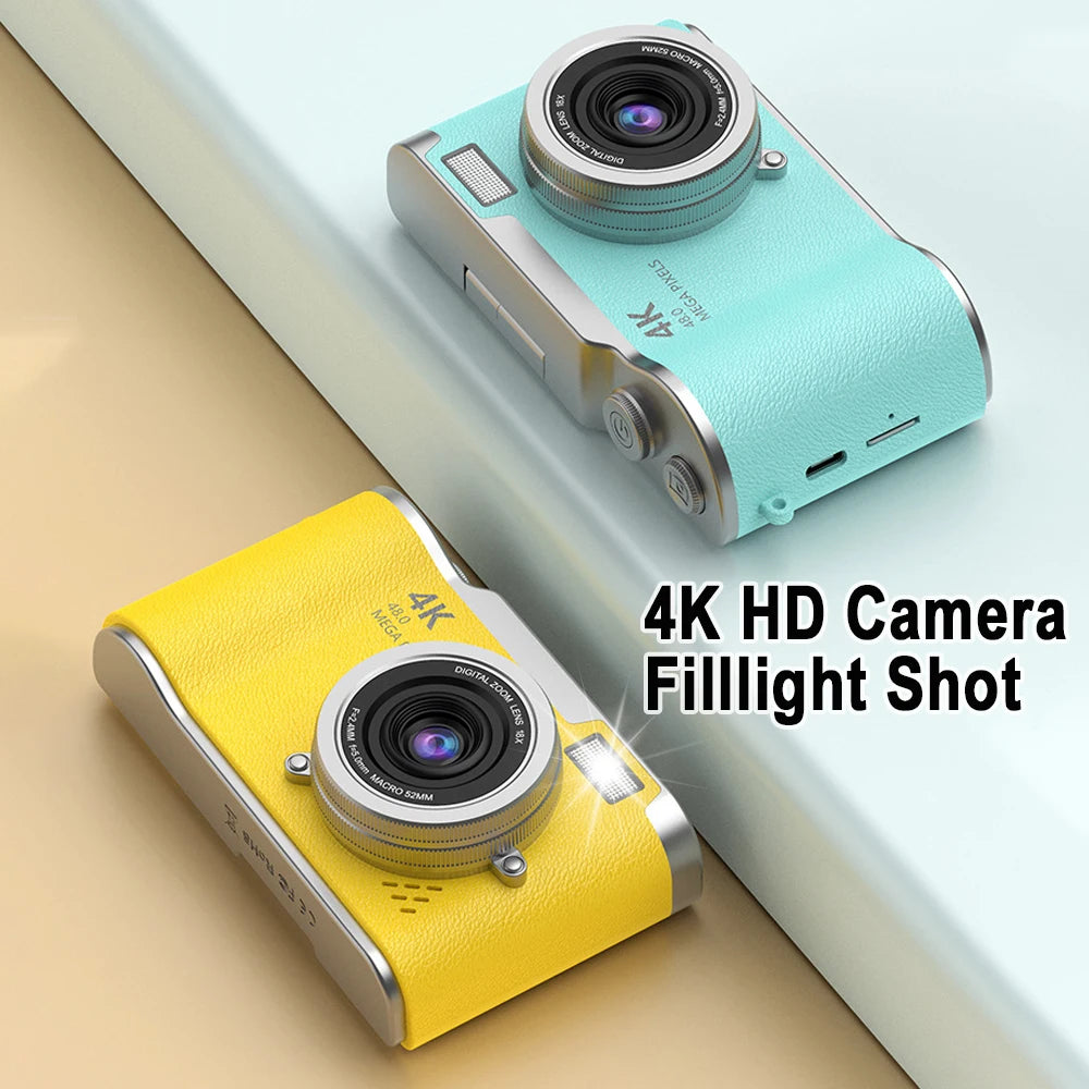 New 4K CCD 8X Digital Zoom Digital Camera for Students 48MP Compact Digital Photography Camera 180 Flip Screen Selfile Camera