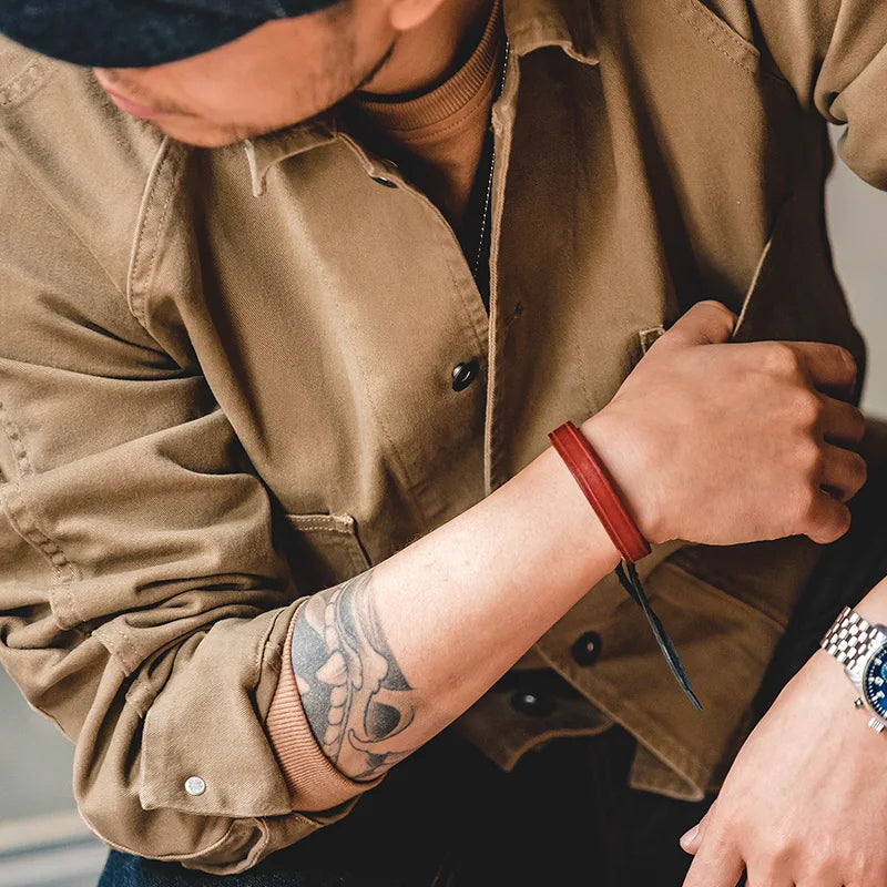 Veste vintage décontractée pour hommes — revers en coton, style rétro américain, 4 poches, vêtements d'extérieur