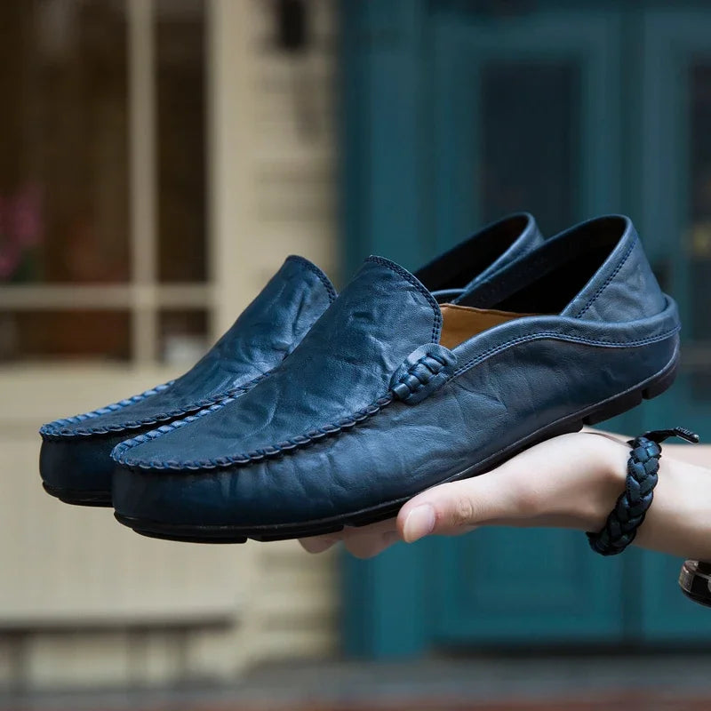 Men's Casual Genuine Leather Shoes Men's Loafers Designer Slip-on Boat Shoes High Quality Chaussure Homme Big Size 37-47