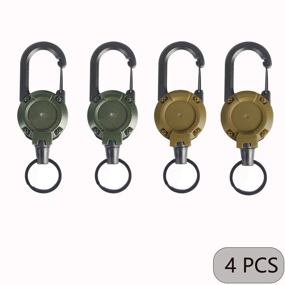Llaveros retráctiles extensibles, carretes de insignia, clip resistente con mosquetón, para hombres, bolsas de exterior, 1/2/4 piezas