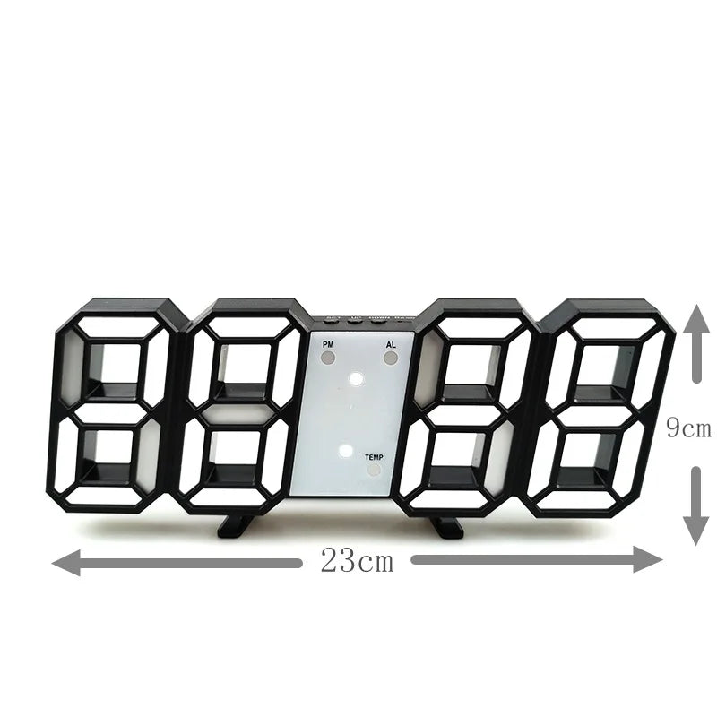 Horloge murale numérique LED 3D lumineuse avec prise USB – Décoration créative pour la maison