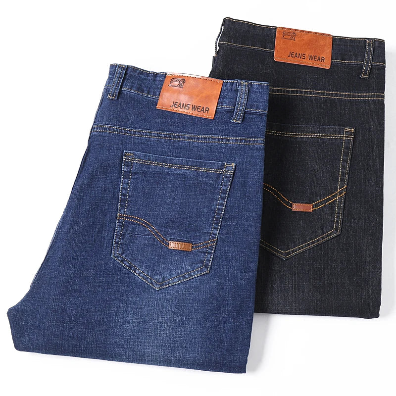 Men's Plus Size Jeans 50 High Elasticity Denim Fabric Plus Size Trousers for 45-150 kg Hombre Wide Leg Jeans Men's Trousers
