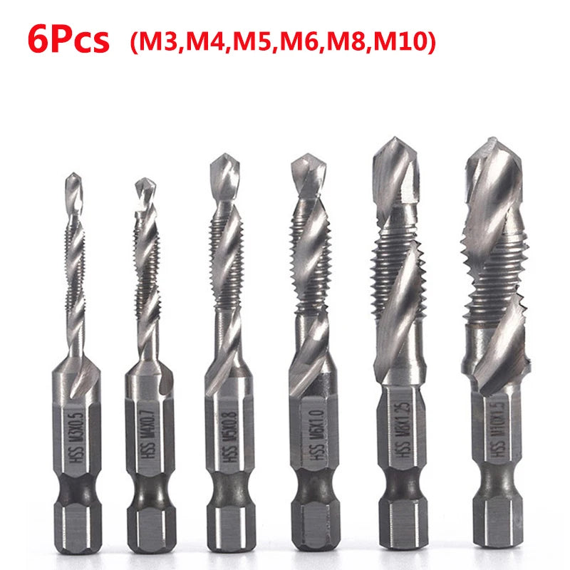 Brocas MeaccelerTap de titanio, vástago hexagonal, rosca de tornillo HSS, máquina de tornillos, macho de roscar compuesto, M3, M5, M6, M8, M10, herramientas manuales
