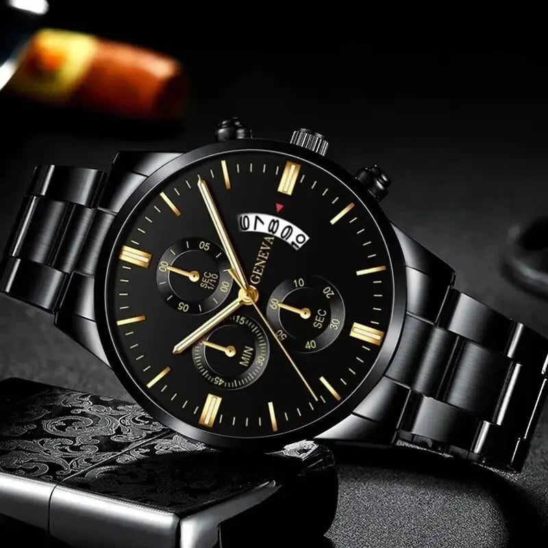 Men's Fashion Stainless Steel Watch Luxury Calendar Quartz Wristwatch Men's Business Watches for Men Clock Men's Watch