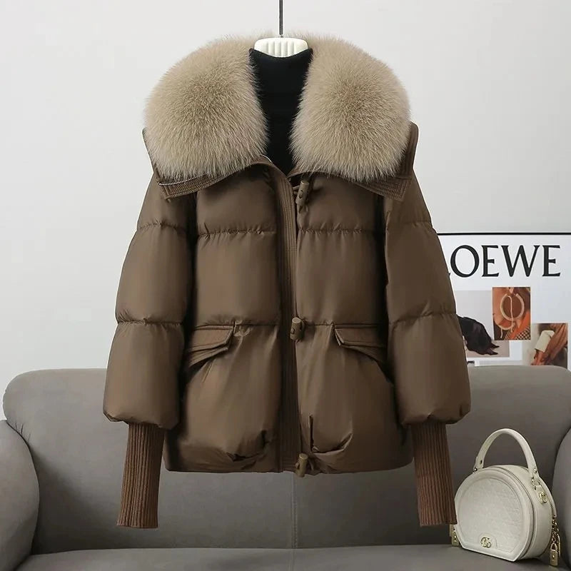 Femmes hiver vers le bas coton veste 2025 nouvelles femmes chaud épais coton manteau plus grand col de fourrure coton rembourré veste femmes Parka manteau