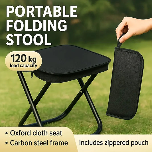 Tabouret pliant portable pour le camping, le pique-nique, la pêche, léger, durable, avec structure en fer, compact