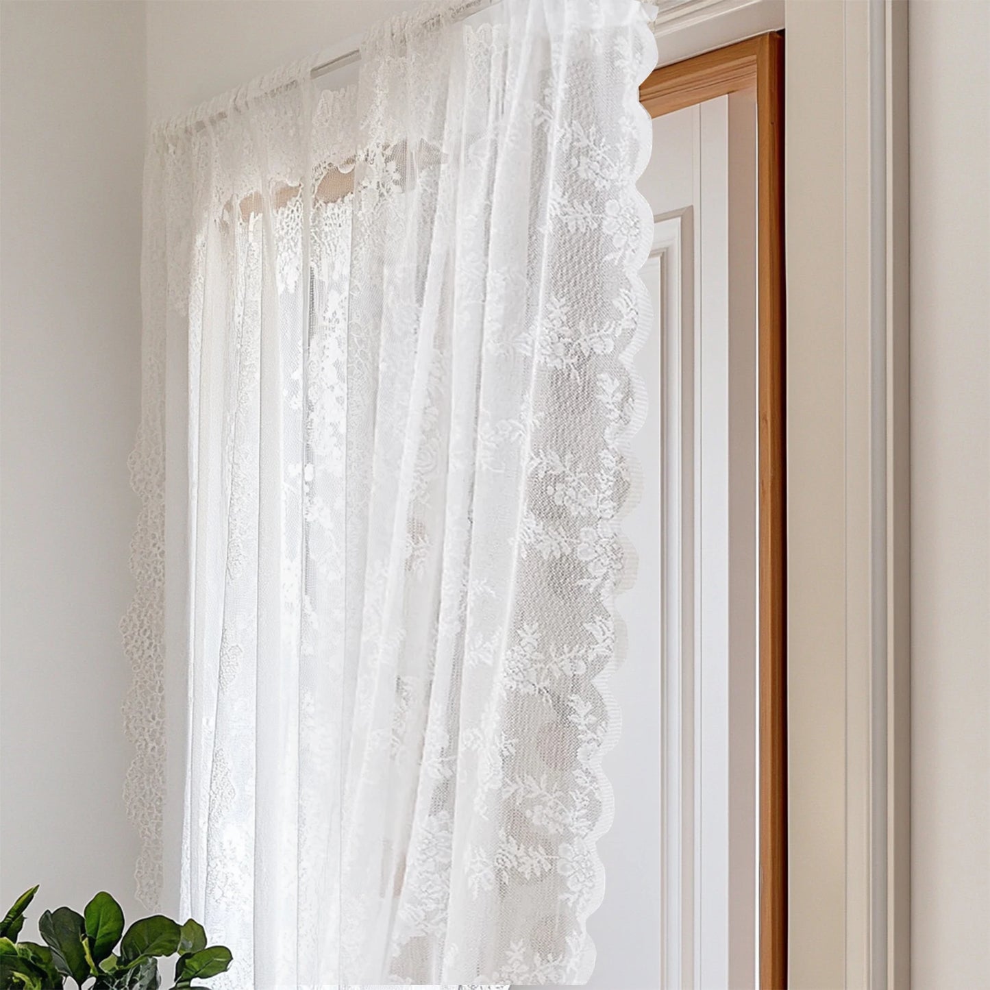 Rideaux transparents en dentelle brodée de fleurs blanches, en Voile de fenêtre de poche pour salon, chambre à coucher, décor de scène de mariage