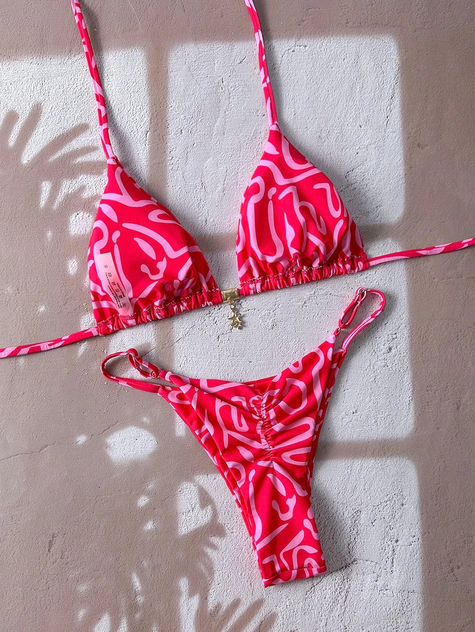Micro bikini pour femmes, maillot de bain deux pièces, vêtements de bain pour femmes, maillot de bain 2026, sexy, imprimé léopard, push-up, string, ensembles de bikinis, vêtements de plage, été