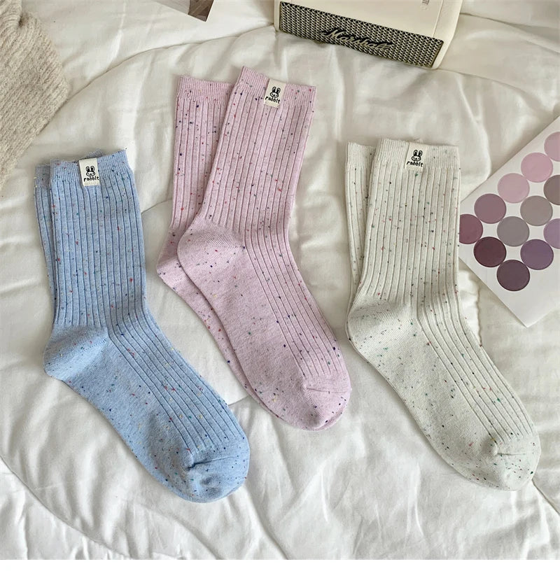 Chaussettes Carillon Respirantes Femme — Dessin Animé, Style Coréen, Décontractées, Douces