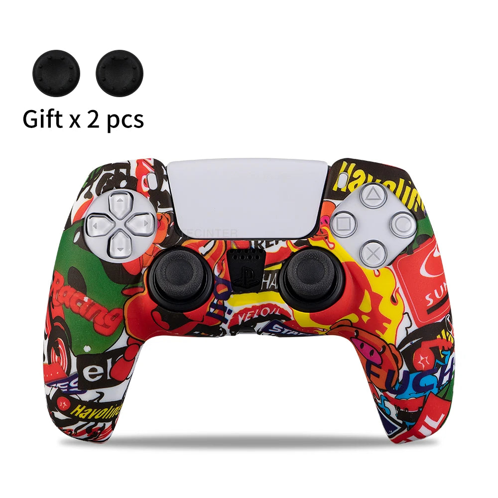 Housse de protection en silicone pour manette de jeu Slim — étui en caoutchouc antidérapant avec capuchons de poignées de pouce