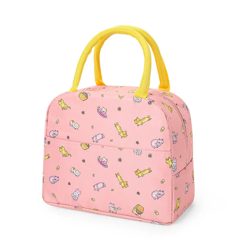 Sac à lunch en toile isotherme portable pour femmes et enfants, motif fonctionnel, glacière, nourriture thermique, sacs de pique-nique