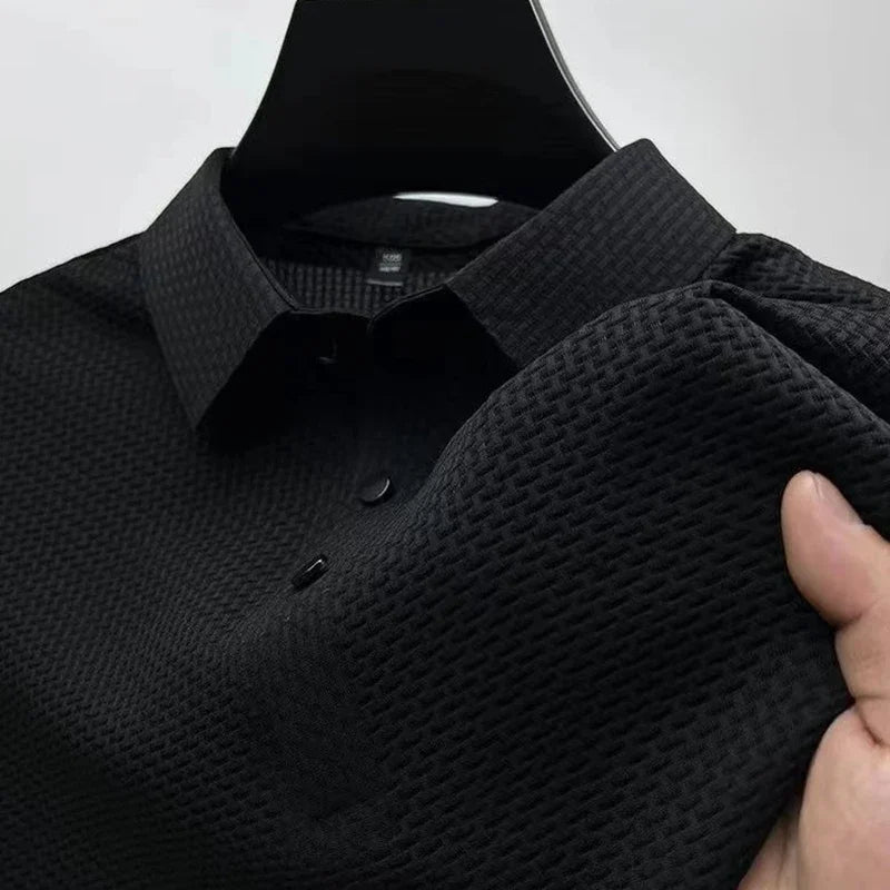 Polo Affaires Fleur d’Os Couleur Unie Homme — Respirant Confortable Été