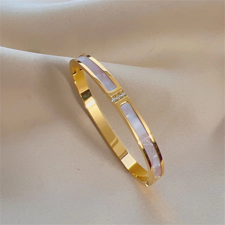 ZAKOL 5/1 Pcs Set Stainless Steel Bracelet with Sparkling Zirconia Inlaid for Women Stackable Bracelets Fashion Non-Fading Jewelry Gift