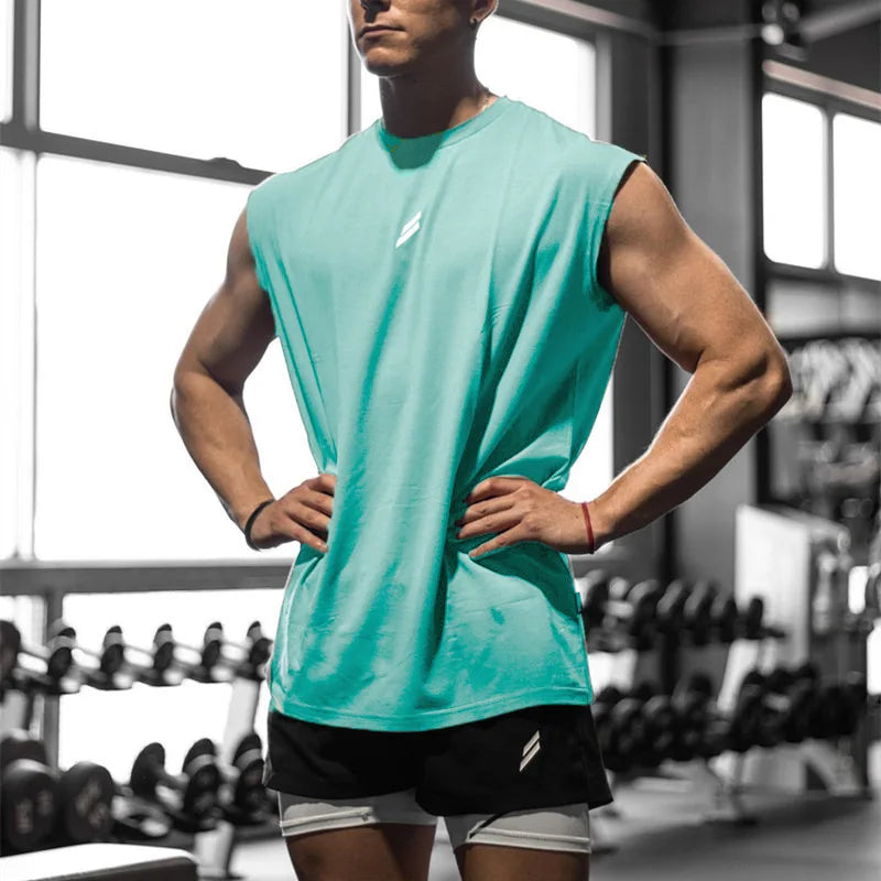 Men's Sleeveless T-shirt, Quick Dry, Fitness, Bodybuilding, Fashion, Basketball Vest, Breathable Mesh, Men's Summer Gym Tank Top