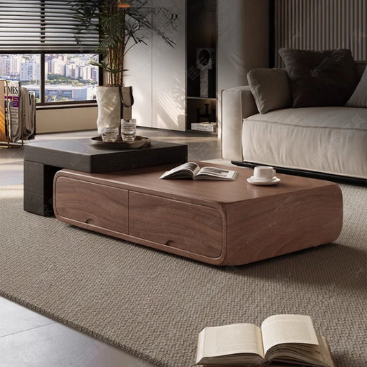 Table basse en noyer pour salon — appartement, tables d'appoint, ménage, moderne, crème, meubles