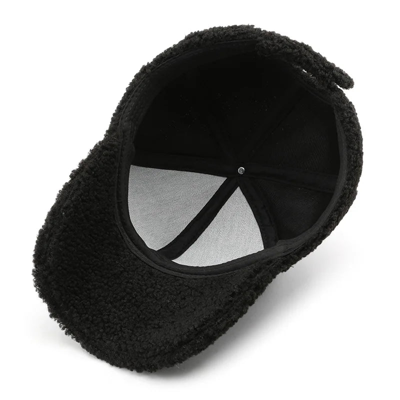 FS Luxury Brand Green Lambswool Baseball Caps for Men, Designer Cap with Golden Letters for Women, Winter Warm Trucker Hat, Women's Cap