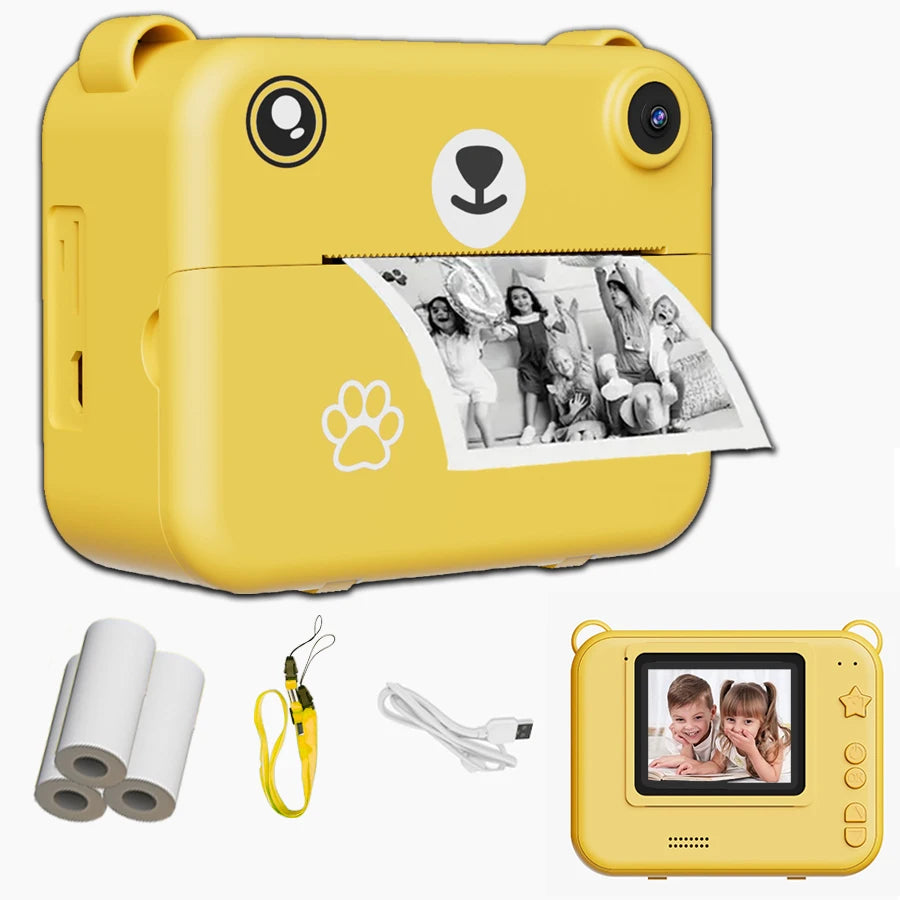 Kids Digital Camera, Instant Print Photography, 1080P HD Video Recorder, Mini Thermal Printer, Educational Birthday Gifts