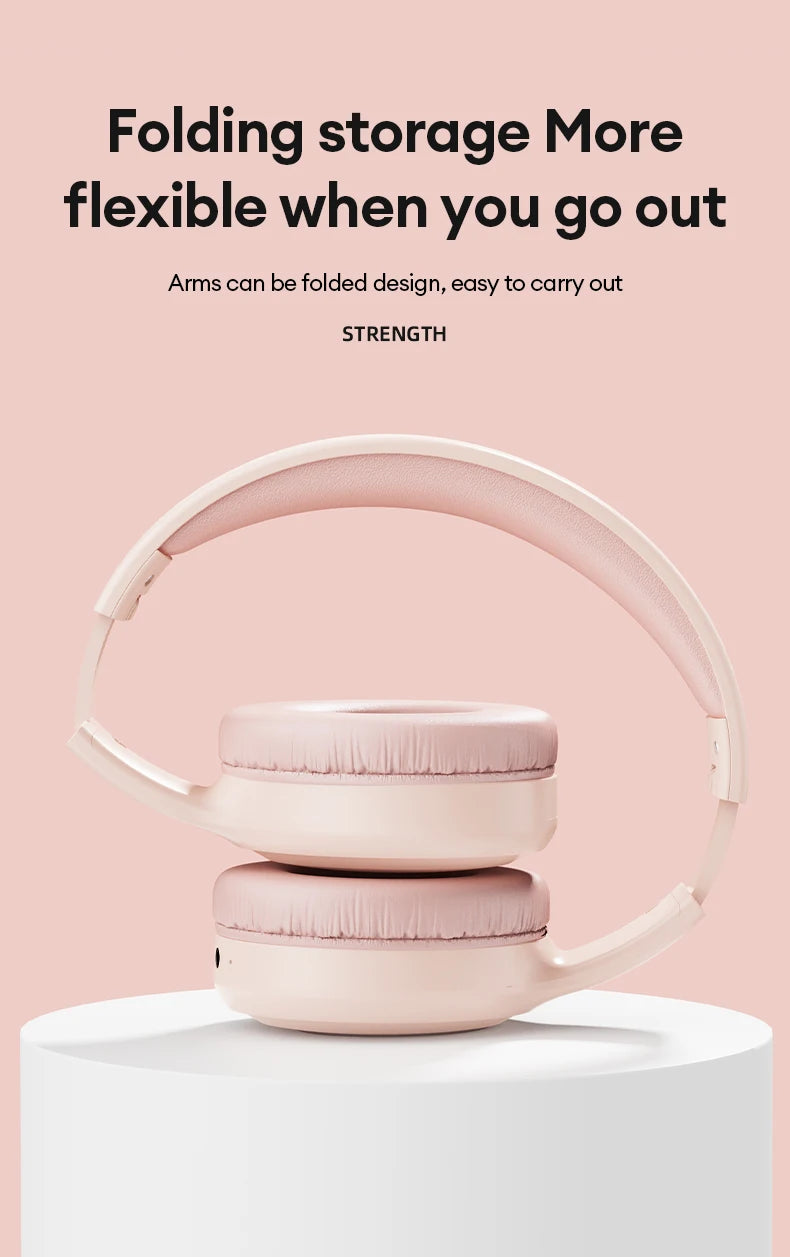 Casque Bluetooth HiFi stéréo sans fil — sport, micro, pliable, faible latence, jeu