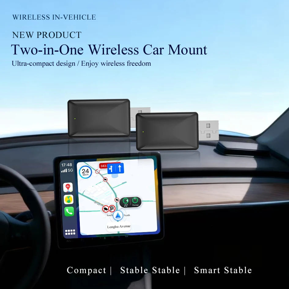 Adaptador Carplay inalámbrico 2 en 1, Android Auto, Dongle con cable a inalámbrico, caja inteligente AI, conexión automática, sistemas inteligentes para coche
