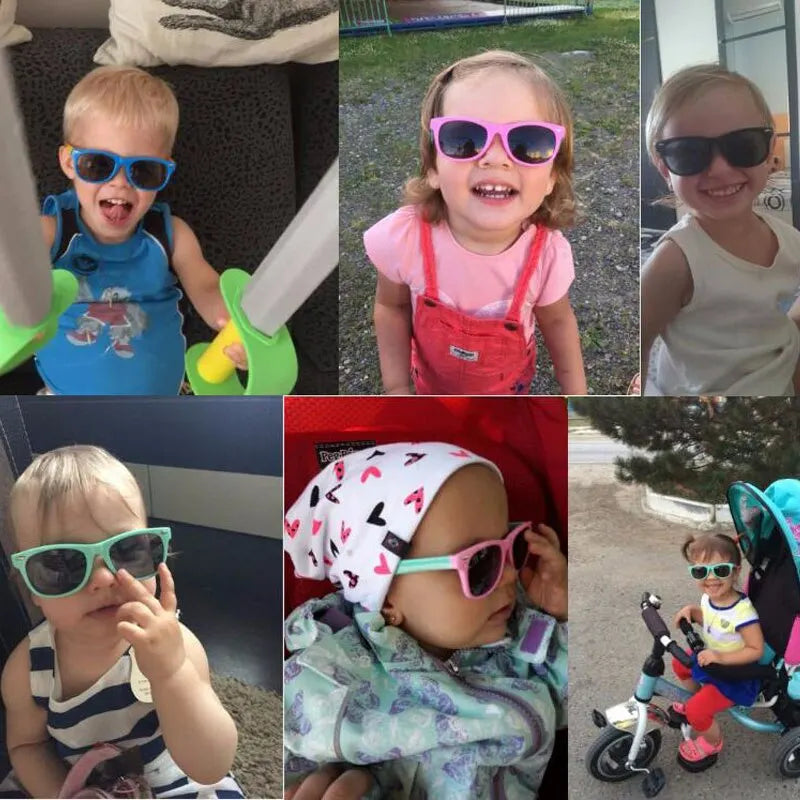 Gafas de sol para bebé con estuche, para niños y niñas, gafas de exterior, lente de CA, gafas de seguridad y estuches, regalo para niños