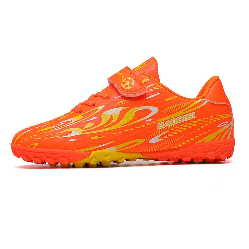 Chaussures de Football TF Enfant & Garçon Cuir Verni Basses — Gazon Synthétique & Futsal, Toutes Saisons