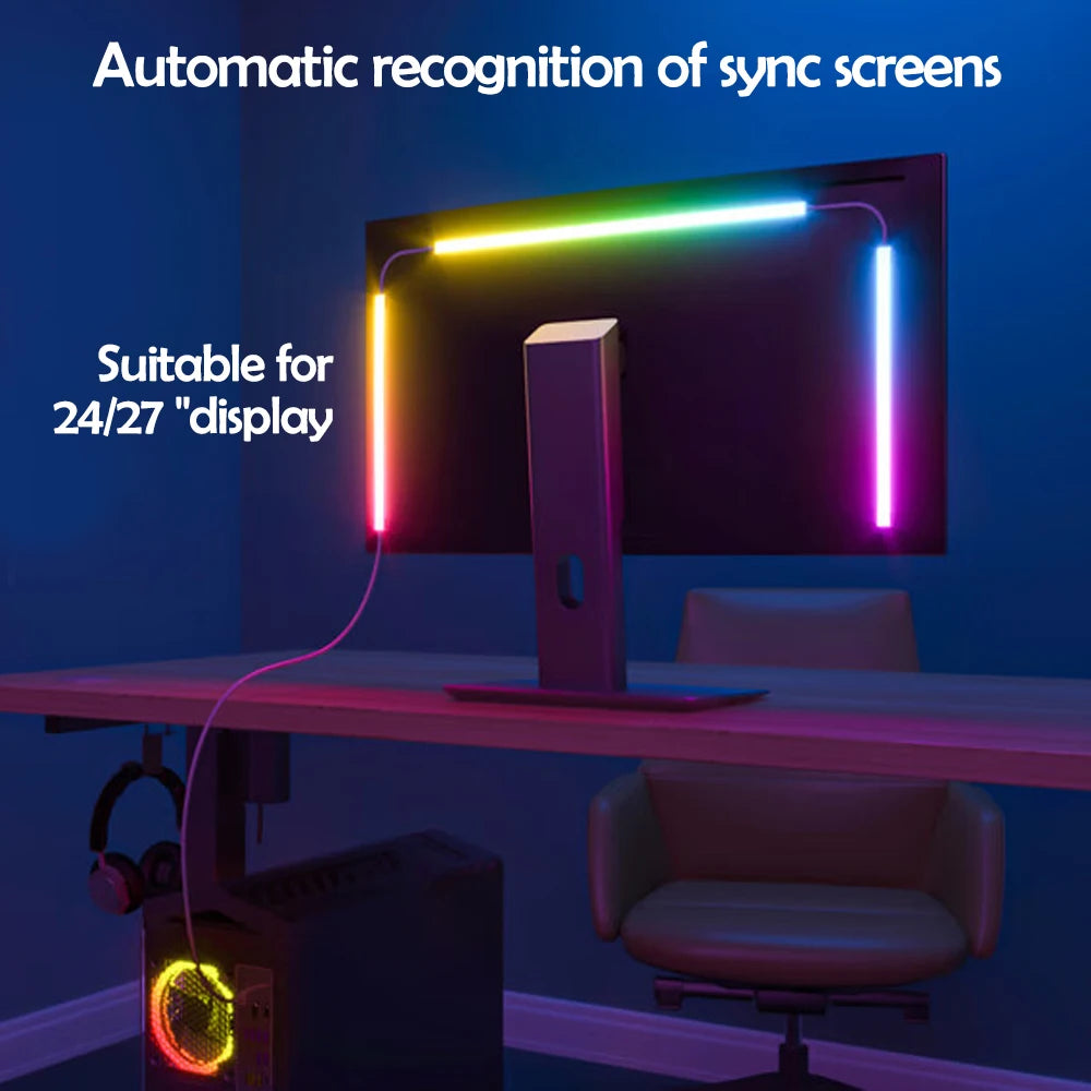 Bande lumineuse LED RGB pour synchronisation d'ambiance de jeu, affichage de moniteur d'ordinateur, rétro-éclairage, lumière de ramassage de couleur, décor intelligent de salle de jeu