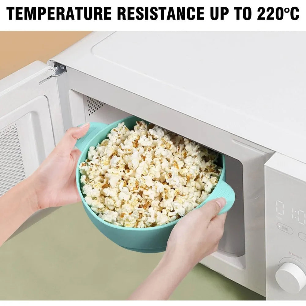 Bol à popcorn en silicone pour micro-ondes, pliable avec couvercle, seau à popcorn DIY, passe au lave-vaisselle, pour la maison, outil de cuisson pour regarder des films