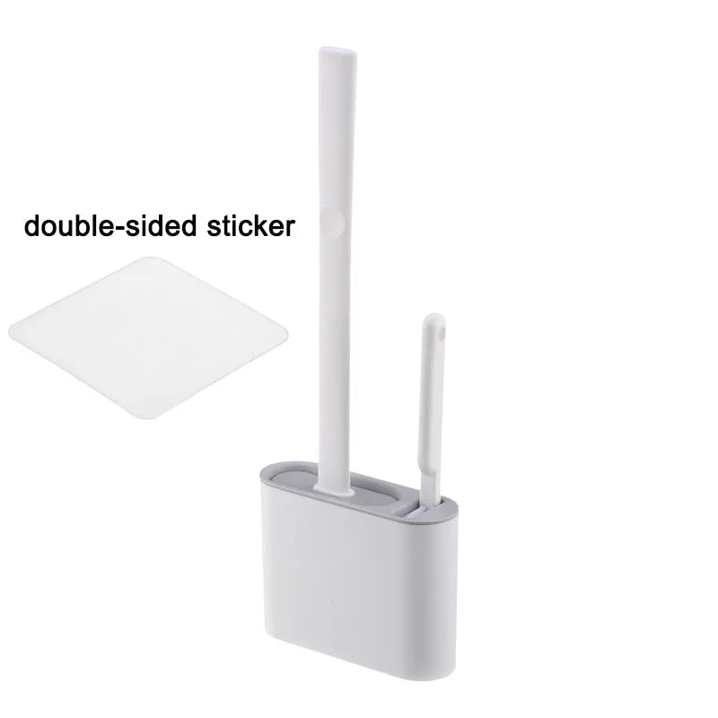Brosse de toilette murale avec support, brosse de toilette en silicone à long manche, poils souples, accessoires pour livres et WC