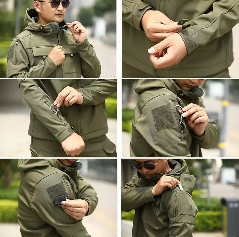 Chaqueta polar táctica militar de combate para hombre, abrigo cálido de invierno para senderismo al aire libre, camping, escalada, con múltiples bolsillos, trekking informal
