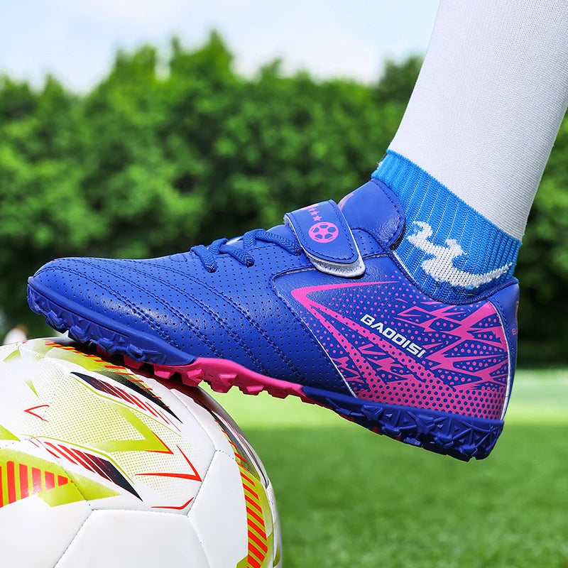 Sxfdneay Chaussures de Football Futsal Enfant Garçon — Cuir Verni, Semelle TPR, Intérieur