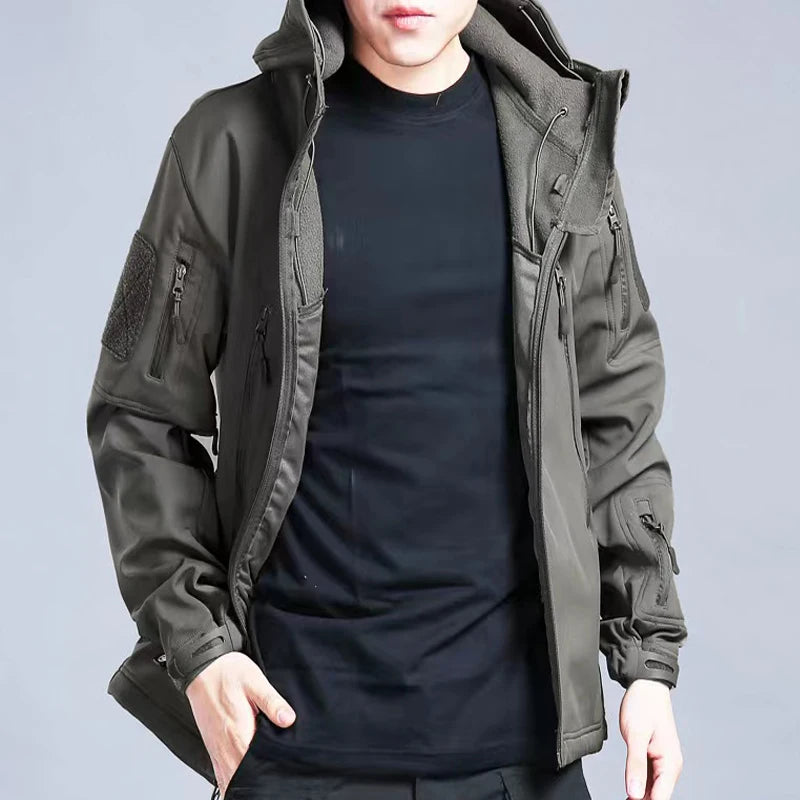 Vestes polaires SoftShell pour hommes, manteau coupe-vent à capuche, pêche, randonnée, Camping, escalade, ski, pantalons chauds, automne et hiver