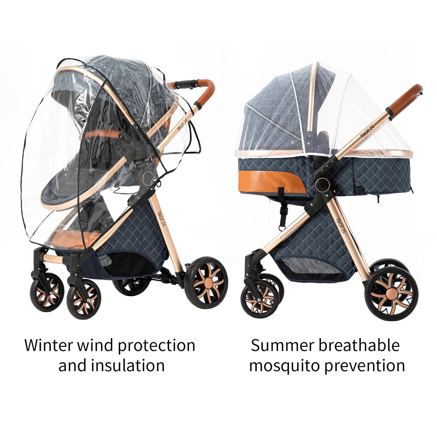 Poussette Bébé 2 en 1 Nouveau-Né — Chariot Landau 4 Roues Accessoires