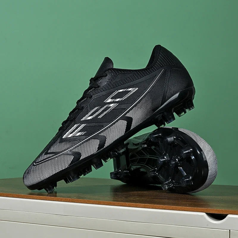 qztzx Chaussures de Football FG Homme Cuir Verni Montantes Ultra-légères — Professionnel & Match EU 32–48
