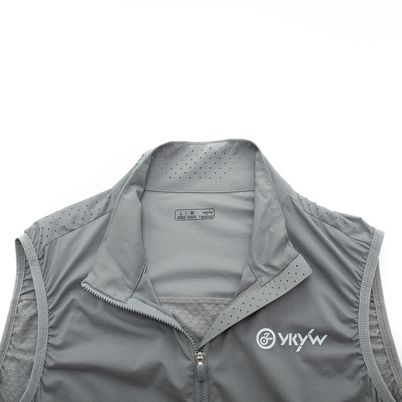 Gilet de cyclisme homme UPF50+ — imperméable, coupe-vent, route, léger, sans manches